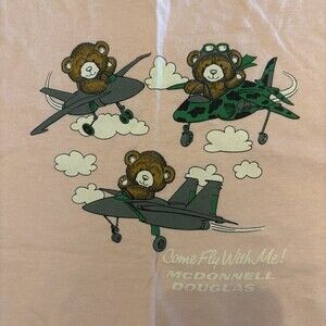 Vintage single stitch Large Pink t shirt McDonald Douglas Jansport Tag Pre-1997